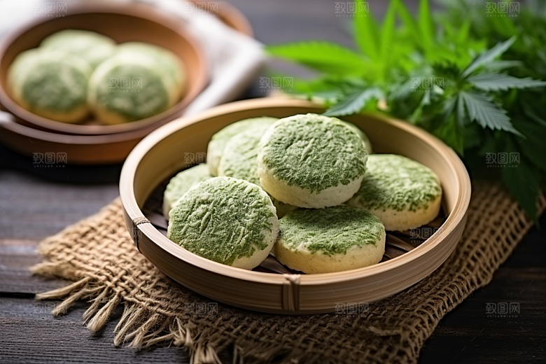 艾草高清中式糕点摄影图