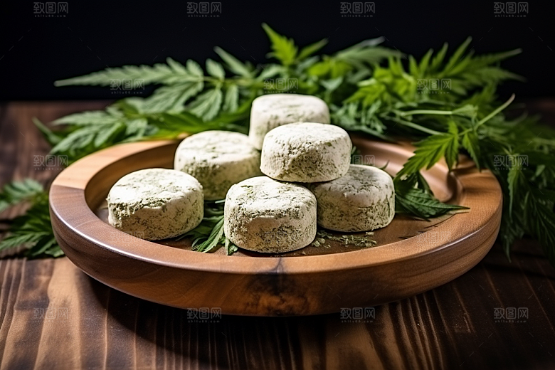 艾草中式糕点美食摄影图
