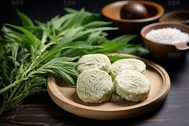 艾草传统文化青团摄影图