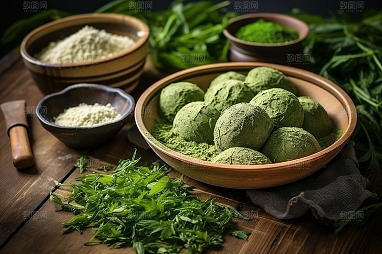 艾草高清青团摄影图