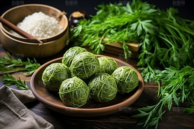 艾草青团清明摄影图