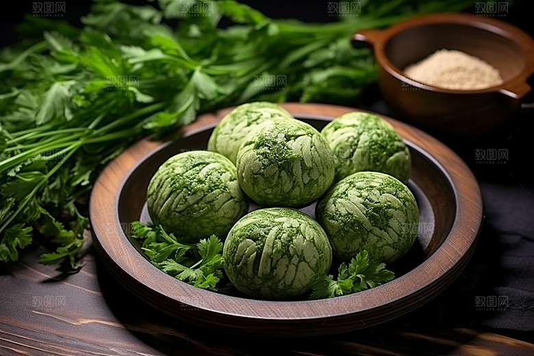 艾草清明糯叽叽摄影图