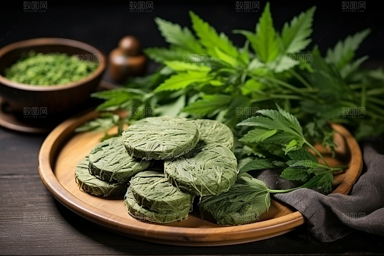 艾草糯叽叽青团摄影图