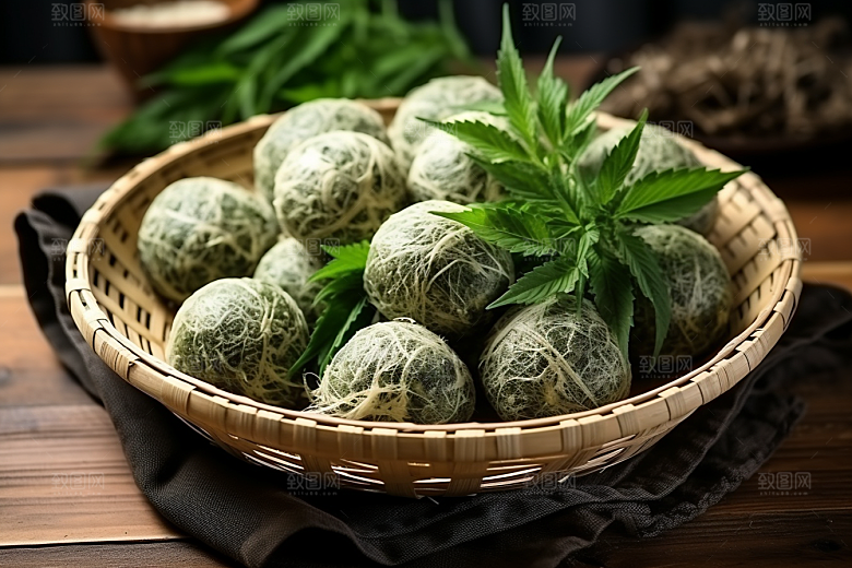 艾草青团蒿草摄影图