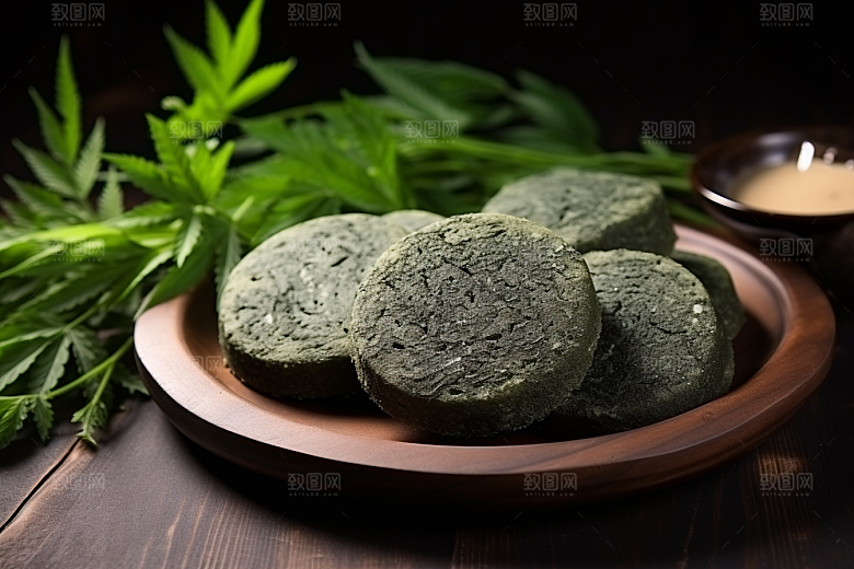 艾草蒿草糯米团摄影图