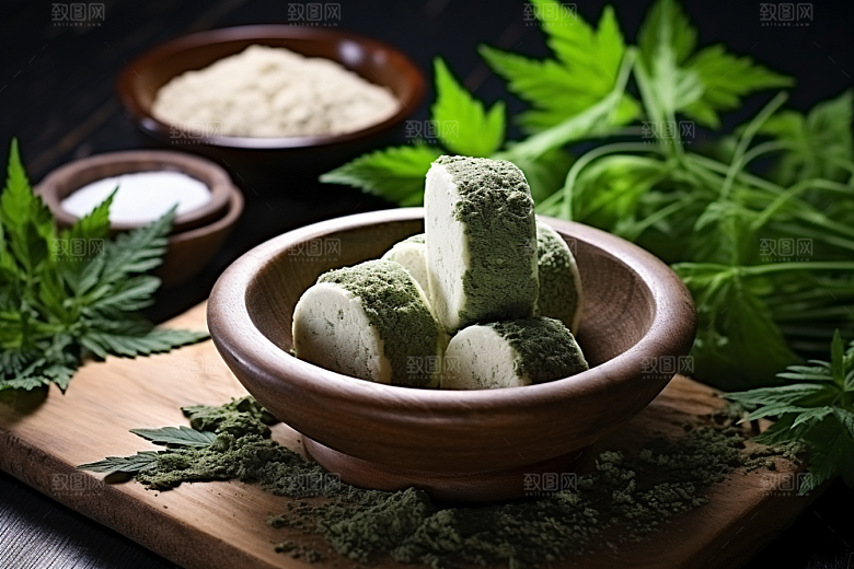 艾草美食中式糕点摄影图