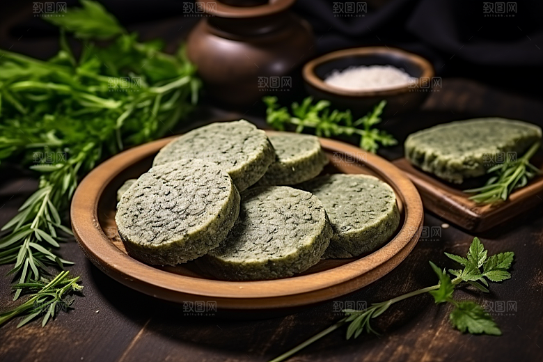 艾草青团蒿草摄影图