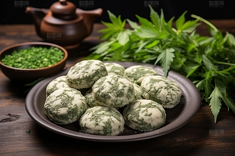 艾草传统文化中式糕点摄影图