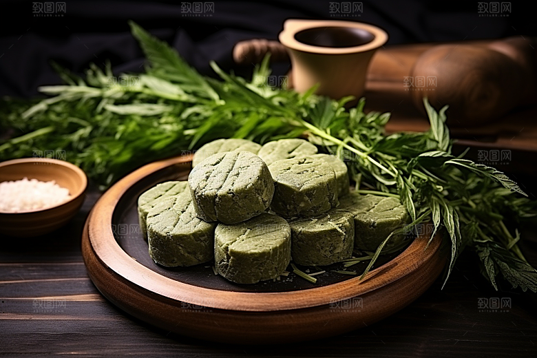 艾草糯米团糯叽叽摄影图