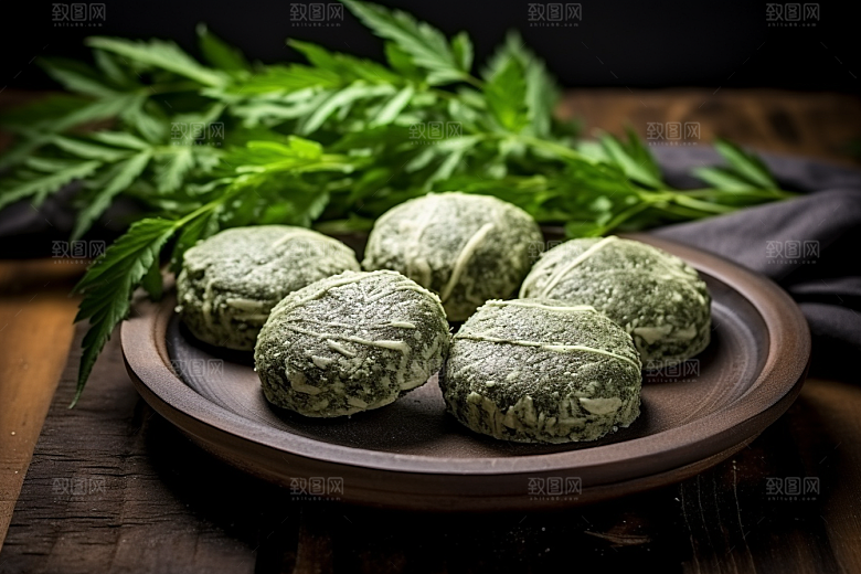 艾草糯叽叽艾叶摄影图