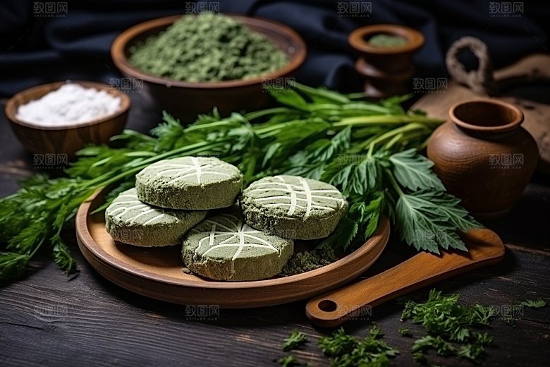 艾草青团清明摄影图