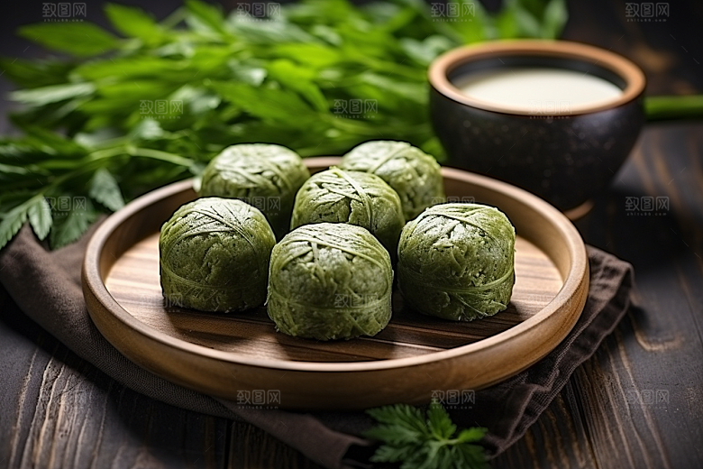 艾草清明青团摄影图