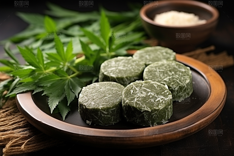 艾草清明青团摄影图