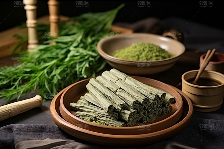 艾草蒿草美食摄影图