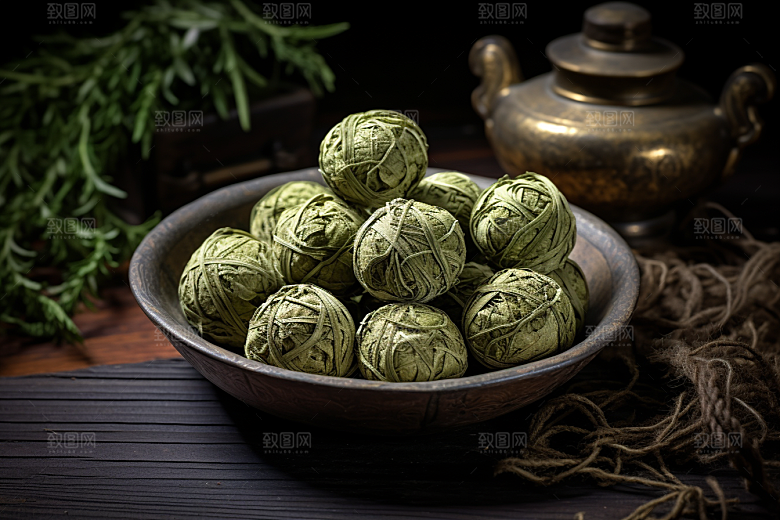 艾草青团高清传统美食摄影图