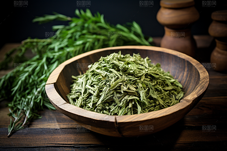 艾草青团糯叽叽艾叶摄影图