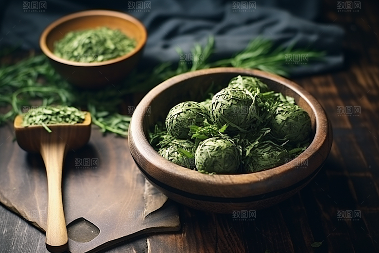 艾草青团高清美味摄影图