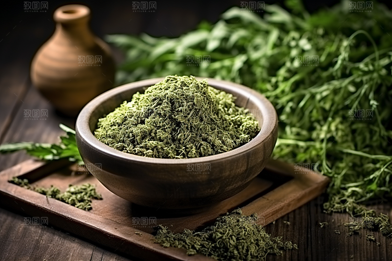艾草青团糯叽叽美味摄影图