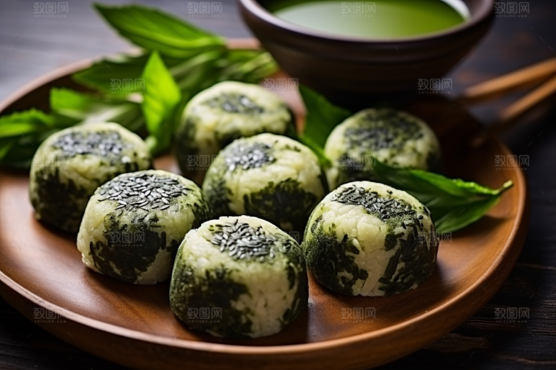 艾草青团高清艾叶摄影图