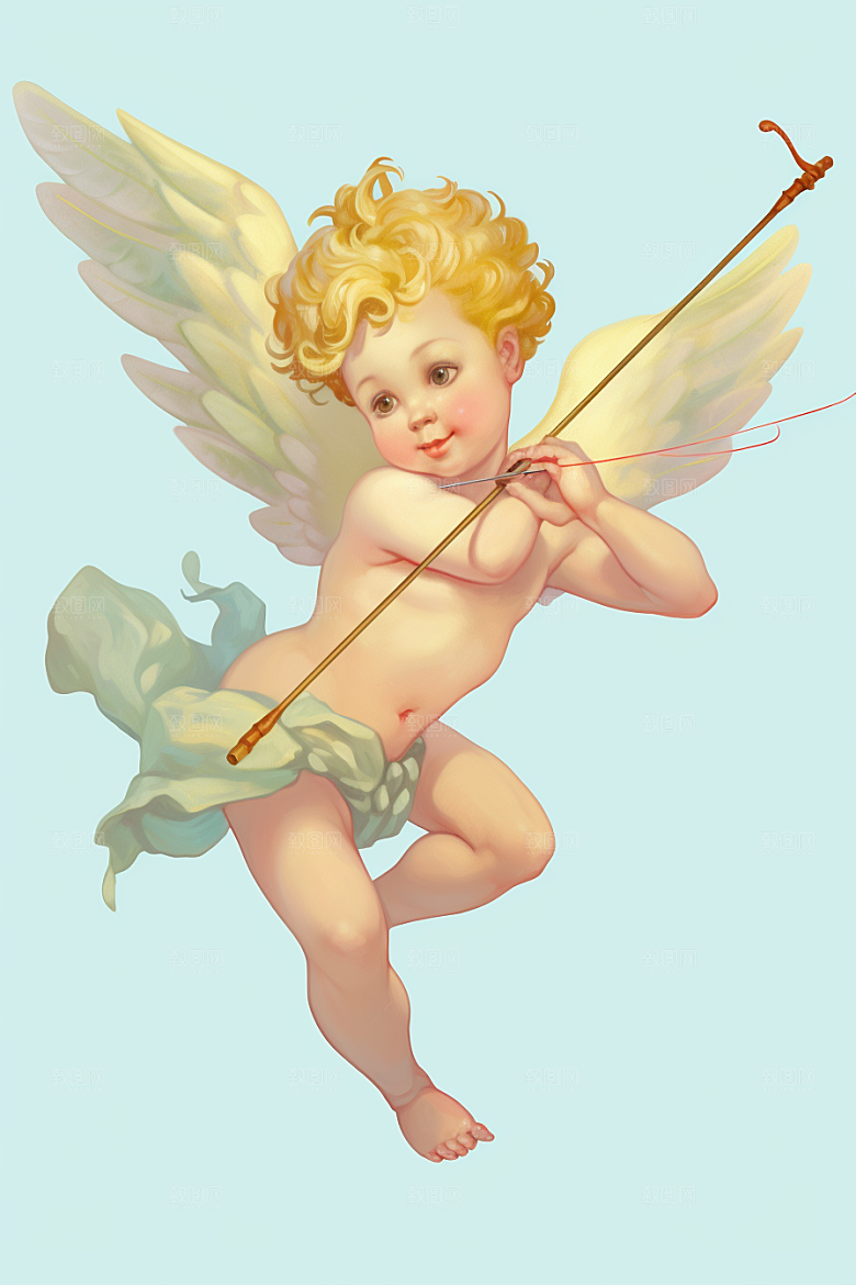 爱神丘比特情人节浪漫插画