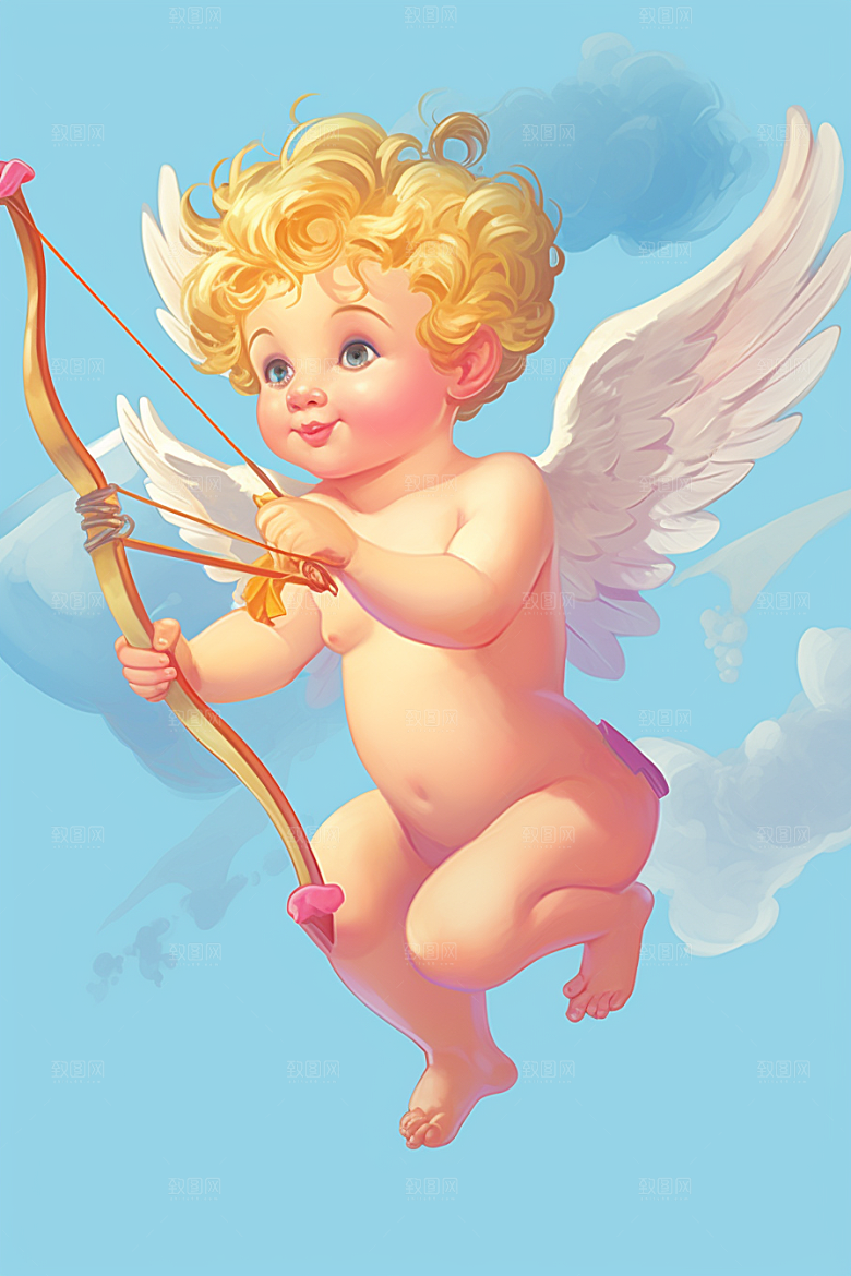 爱神丘比特手绘爱情插画