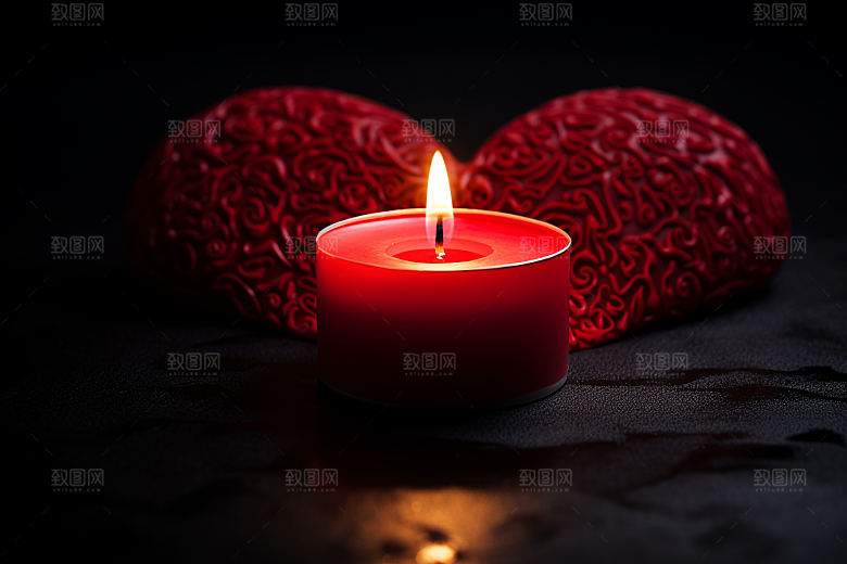 爱心蜡烛情人节浪漫摄影图