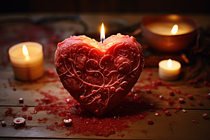 爱心蜡烛浪漫爱情摄影图