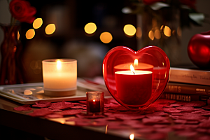 爱心蜡烛浪漫美满摄影图