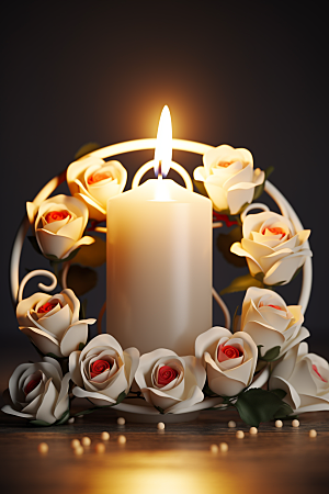 爱心蜡烛浪漫高清摄影图