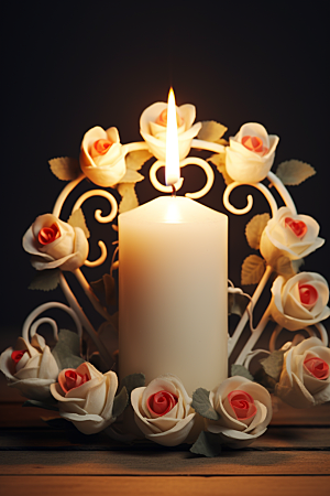 爱心蜡烛温馨浪漫摄影图