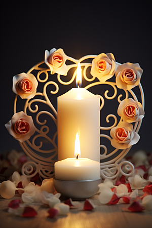 爱心蜡烛浪漫幸福摄影图