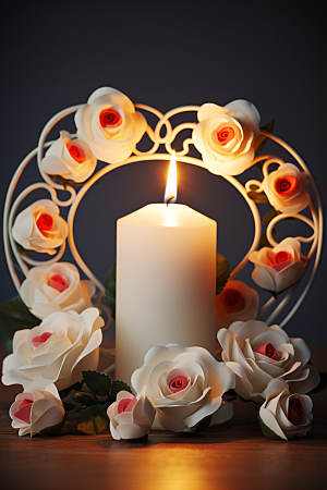 爱心蜡烛美满浪漫摄影图