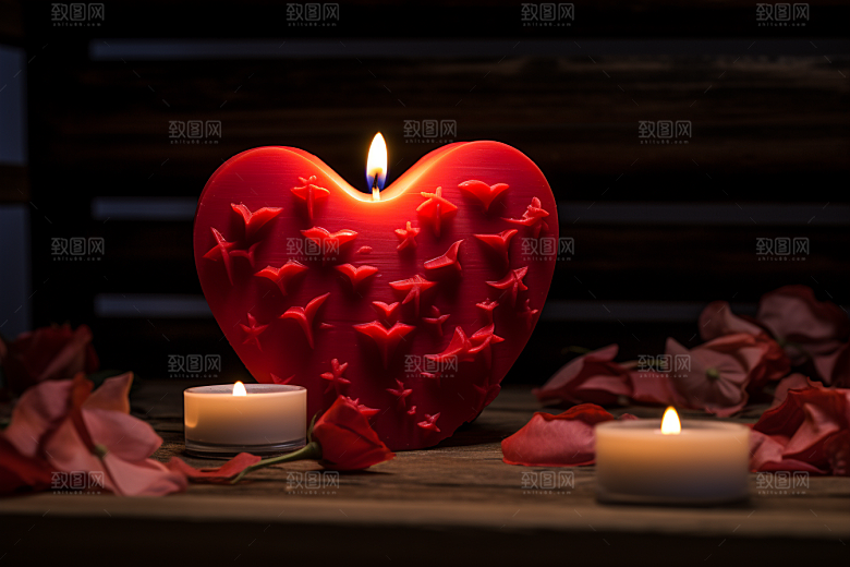 爱心蜡烛美满幸福摄影图