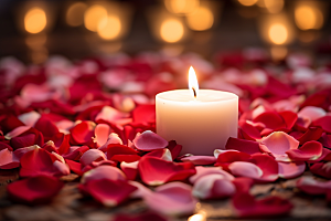 爱心蜡烛浪漫温馨摄影图