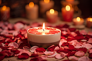 爱心蜡烛美满浪漫摄影图