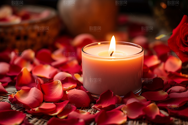 爱心蜡烛情人节浪漫摄影图