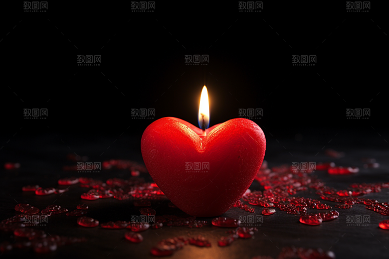 爱心蜡烛幸福情人节摄影图