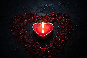 爱心蜡烛美满爱情摄影图