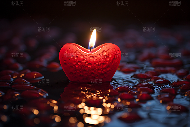 爱心蜡烛浪漫美满摄影图