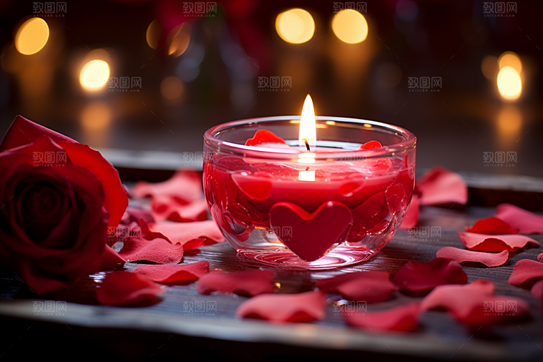 爱心蜡烛浪漫情人节摄影图