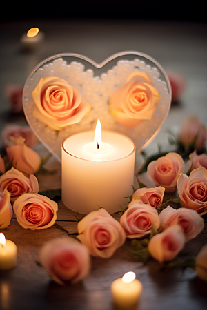爱心蜡烛幸福浪漫摄影图