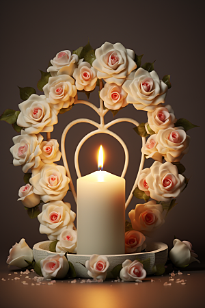 爱心蜡烛浪漫爱情摄影图