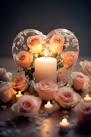 爱心蜡烛美满爱情摄影图