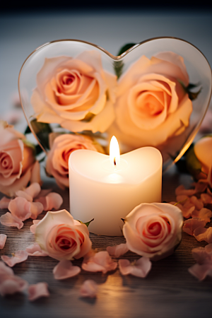爱心蜡烛爱情浪漫摄影图
