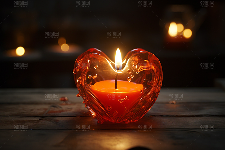 爱心蜡烛温馨幸福摄影图
