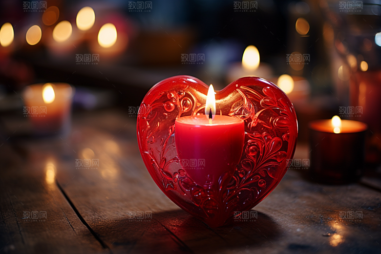 爱心蜡烛520爱情摄影图