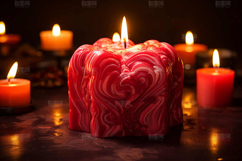 爱心蜡烛爱情情人节摄影图