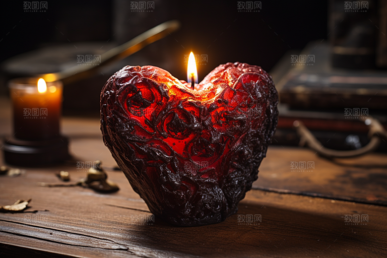 爱心蜡烛情人节温馨摄影图