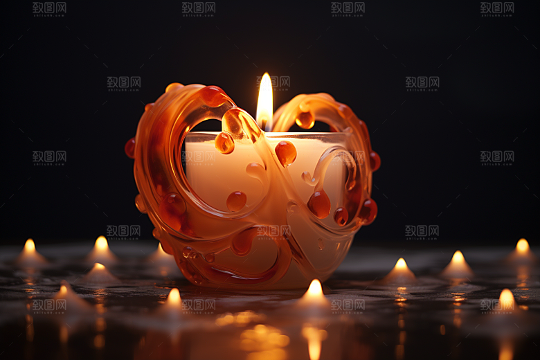 爱心蜡烛美满情人节摄影图