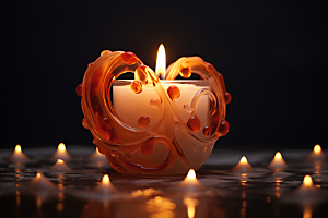 爱心蜡烛美满情人节摄影图